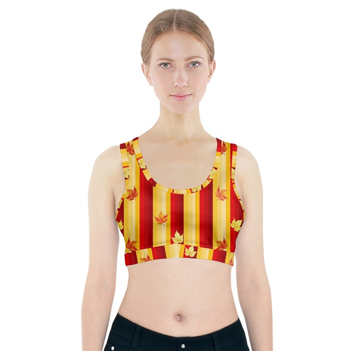 Autumn Fall Leaves Vertical Sports Bra With Pocket