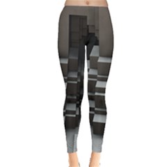 Fractal Render Cube Cubic Shape Leggings  by Celenk