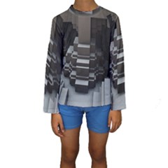 Fractal Render Cube Cubic Shape Kids  Long Sleeve Swimwear by Celenk