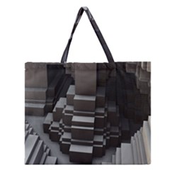 Fractal Render Cube Cubic Shape Zipper Large Tote Bag by Celenk