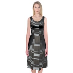 Fractal Render Cube Cubic Shape Midi Sleeveless Dress by Celenk