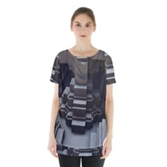 Fractal Render Cube Cubic Shape Skirt Hem Sports Top