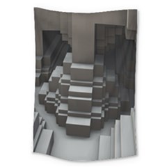 Fractal Render Cube Cubic Shape Large Tapestry by Celenk