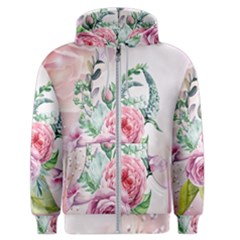 Flowers And Leaves In Soft Purple Colors Men s Zipper Hoodie by FantasyWorld7