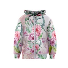 Flowers And Leaves In Soft Purple Colors Kids  Zipper Hoodie by FantasyWorld7