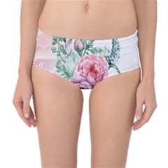 Flowers And Leaves In Soft Purple Colors Mid-waist Bikini Bottoms by FantasyWorld7