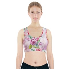 Flowers And Leaves In Soft Purple Colors Sports Bra With Pocket by FantasyWorld7