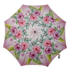 Flowers And Leaves In Soft Purple Colors Hook Handle Umbrellas (medium) by FantasyWorld7