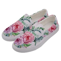 Flowers And Leaves In Soft Purple Colors Men s Canvas Slip Ons