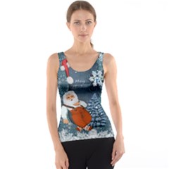 Funny Santa Claus With Snowman Tank Top by FantasyWorld7