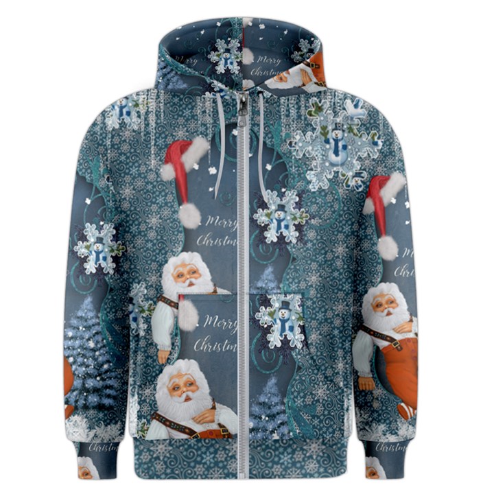 Funny Santa Claus With Snowman Men s Zipper Hoodie