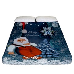 Funny Santa Claus With Snowman Fitted Sheet (california King Size) by FantasyWorld7