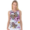 Butterflies With White And Purple Flowers  Women s Basketball Tank Top View1