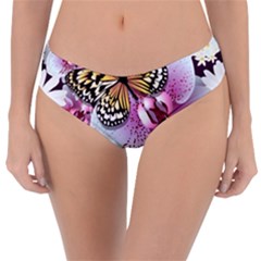 Butterflies With White And Purple Flowers  Reversible Classic Bikini Bottoms by Bigfootshirtshop