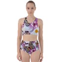 Butterflies With White And Purple Flowers  Racer Back Bikini Set View1