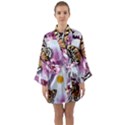 Butterflies With White And Purple Flowers  Long Sleeve Kimono Robe View1