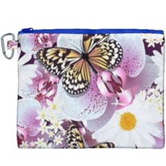 Butterflies With White And Purple Flowers  Canvas Cosmetic Bag (xxxl) by Bigfootshirtshop