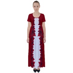 Canada Maple Leaf Art High Waist Short Sleeve Maxi Dress