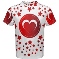 Monogram Heart Pattern Love Red Men s Cotton Tee by Celenk