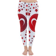 Monogram Heart Pattern Love Red Classic Winter Leggings