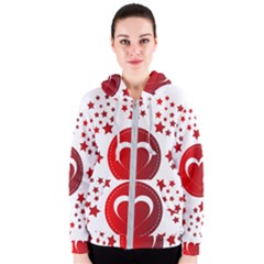 Monogram Heart Pattern Love Red Women s Zipper Hoodie by Celenk