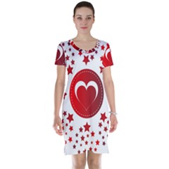 Monogram Heart Pattern Love Red Short Sleeve Nightdress by Celenk