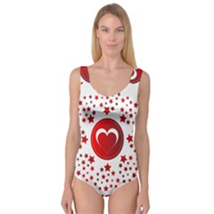 Monogram Heart Pattern Love Red Princess Tank Leotard  by Celenk