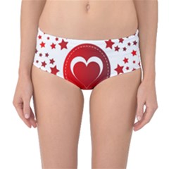 Monogram Heart Pattern Love Red Mid-waist Bikini Bottoms by Celenk