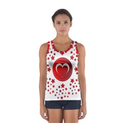 Monogram Heart Pattern Love Red Sport Tank Top  by Celenk