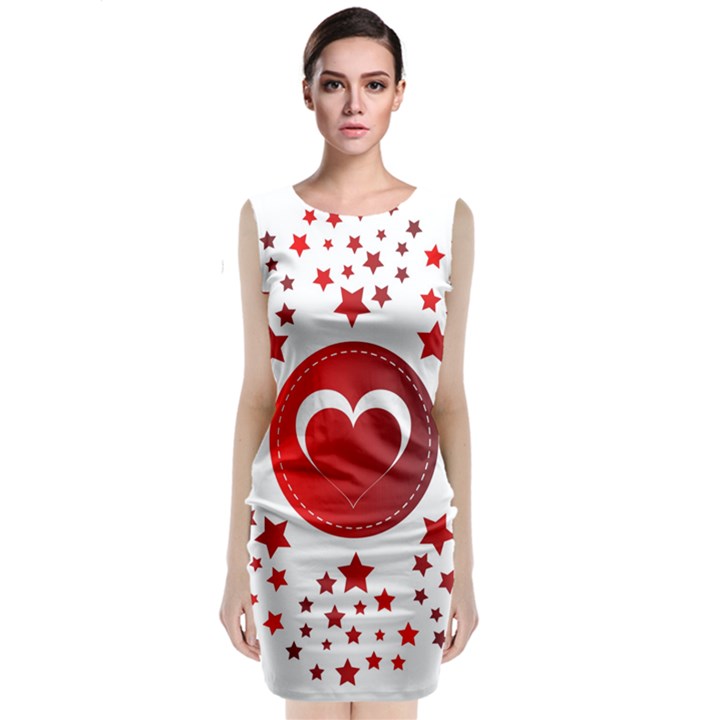 Monogram Heart Pattern Love Red Classic Sleeveless Midi Dress