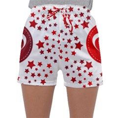 Monogram Heart Pattern Love Red Sleepwear Shorts by Celenk