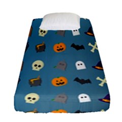 Halloween Cats Pumpkin Pattern Bat Fitted Sheet (single Size) by Celenk