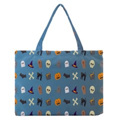 Halloween Cats Pumpkin Pattern Bat Zipper Medium Tote Bag by Celenk