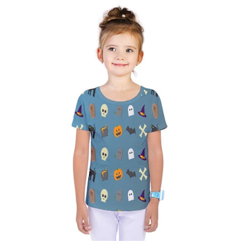 Halloween Cats Pumpkin Pattern Bat Kids  One Piece Tee by Celenk