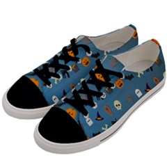 Halloween Cats Pumpkin Pattern Bat Men s Low Top Canvas Sneakers by Celenk