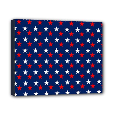 Patriotic Red White Blue Stars Blue Background Canvas 10  X 8  by Celenk