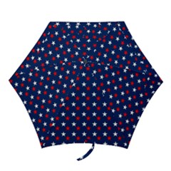 Patriotic Red White Blue Stars Blue Background Mini Folding Umbrellas by Celenk