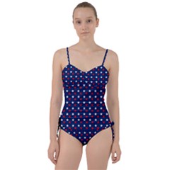 Patriotic Red White Blue Stars Blue Background Sweetheart Tankini Set by Celenk