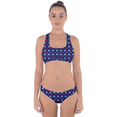 Patriotic Red White Blue Stars Blue Background Cross Back Hipster Bikini Set