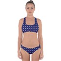 Patriotic Red White Blue Stars Blue Background Cross Back Hipster Bikini Set View1