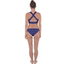 Patriotic Red White Blue Stars Blue Background Cross Back Hipster Bikini Set View2