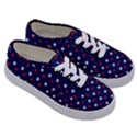 Patriotic Red White Blue Stars Blue Background Kids  Classic Low Top Sneakers View3