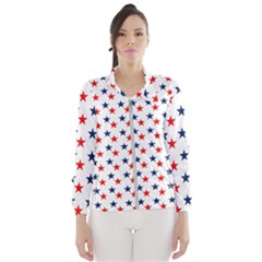 Patriotic Red White Blue Stars Usa Wind Breaker (women) by Celenk