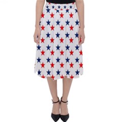 Patriotic Red White Blue Stars Usa Folding Skater Skirt