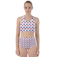 Patriotic Red White Blue Stars Usa Racer Back Bikini Set