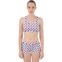 Patriotic Red White Blue Stars Usa Work It Out Sports Bra Set by Celenk