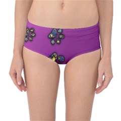 Footprints Paw Animal Track Foot Mid-waist Bikini Bottoms by Celenk