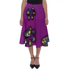 Footprints Paw Animal Track Foot Perfect Length Midi Skirt