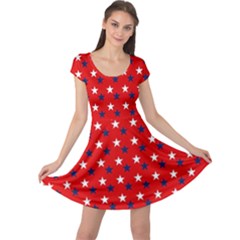 Patriotic Red White Blue Usa Cap Sleeve Dress by Celenk