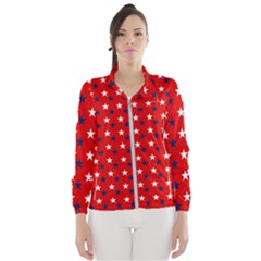 Patriotic Red White Blue Usa Wind Breaker (women) by Celenk